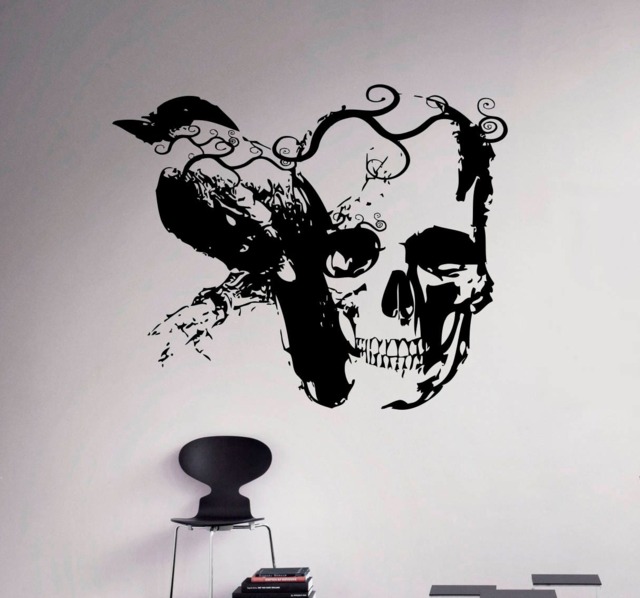 Gothic Raven & Skull Wall Decal Vinyl Sticker Art Decor Home Interior Housewares Room Bedroom Design 20(ndec - image 1