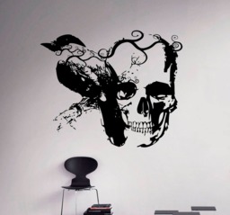 Gothic Raven & Skull Wall Decal Vinyl Sticker Art Decor Home Interior Housewares Room Bedroom Design 20(ndec - thumbnail 1