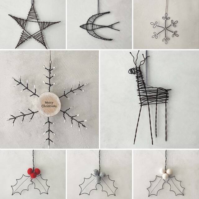 Christmas Wire Hanging Tree Gifts, Rustic Festive Decoration, Star Reindeer Holly Snowflake Decorations, Keepsake Gift - image 1