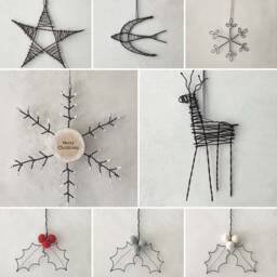 Christmas Wire Hanging Tree Gifts, Rustic Festive Decoration, Star Reindeer Holly Snowflake Decorations, Keepsake Gift - thumbnail 1