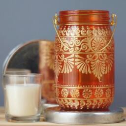 Hand Painted Moroccan Lanterns, Boho Desk Organizer - Set Of 2 - thumbnail 3