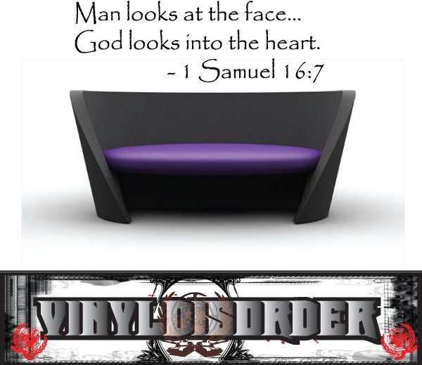 Man Looks At The Face... God Into Heart. - 1 Samuel 167 Vinyl Wall Decal Quotes Sticker Closetquotes07Et - image 1
