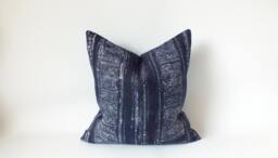 Indigo Batik Hmong Pillow Handwoven Hemp, 20x20 Pillowslip Throw Cushion Decorative Cushions Home Decor - thumbnail 1