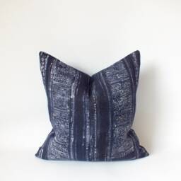 Indigo Batik Hmong Pillow Handwoven Hemp, 20x20 Pillowslip Throw Cushion Decorative Cushions Home Decor - thumbnail 2