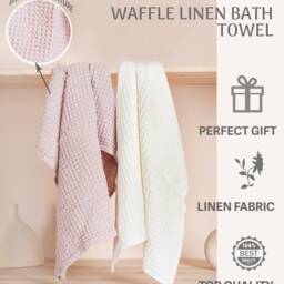 Linen Cotton Waffle Bath Towel, 215 Gsm, Soft Absorbent - 28 X 55 Inches - thumbnail 3