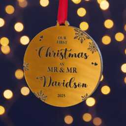 First Christmas Married Couple Gold Or Silver Tree Decoration - Stocking Filler Decoration For Couple Newly Wed - thumbnail 3