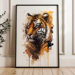 Watercolor Tiger Print - Bold Safari Nursery Wall Art, Jungle Animal Poster - thumbnail 1