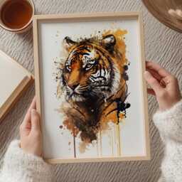 Watercolor Tiger Print - Bold Safari Nursery Wall Art, Jungle Animal Poster - thumbnail 3