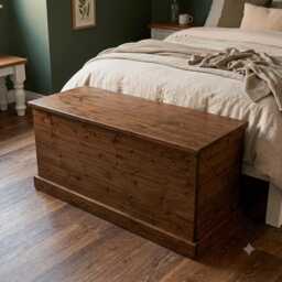 4Ft Solid Pine Ottoman Storage Blanket Box, Wooden Toy Chest