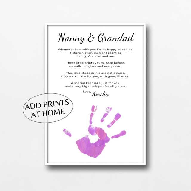 Custom Poem Handprint Christmas Gift For Grandparents - Xmas Grandma, Grandad, Auntie, Uncle, Nanny, Daddy, Mummy, Dada, Mama