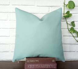 Light Blue Faux Leather Pillow Cover Modern Home Decor - 15'' X 15''