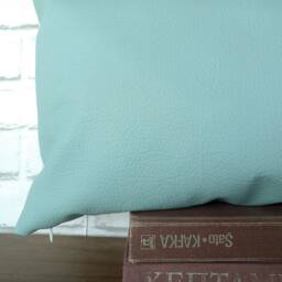 Light Blue Faux Leather Pillow Cover Modern Home Decor - 15'' X 15'' - thumbnail 3