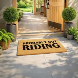 Probably Out Riding Doormat - Funny Equestrian Gift Western Horse Welcome Rug - thumbnail 2