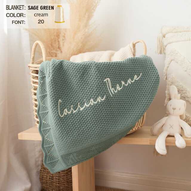 Hand Knit Personalized Baby Blanket Custom Chenille Christening Gift - image 1
