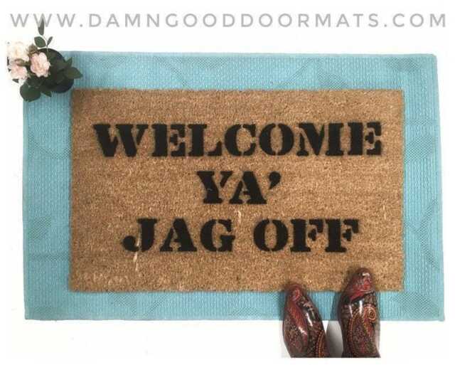 Funny Pittsburgh Slang Doormat Welcome Ya' Jag Off Hand-Painted - image 1