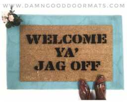 Funny Pittsburgh Slang Doormat Welcome Ya' Jag Off Hand-Painted - thumbnail 1