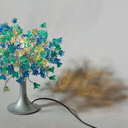 Table Lamp, Desk Lamp With Sea Color Flowers For Bedside Table, Living Room Or Children Room, Modern Table To Your Office - thumbnail 2