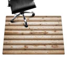 Wooden Logs in A Row Computer Chair Mat, Beige Office Texture Vinyl Floor Protector, Protector - thumbnail 2