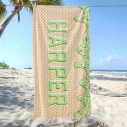 Personalized Ice Cream Name Beach Towel, Oversized Custom Monogram Pool Signature Towel For Kids, Vacation Gift, Picnic - thumbnail 3