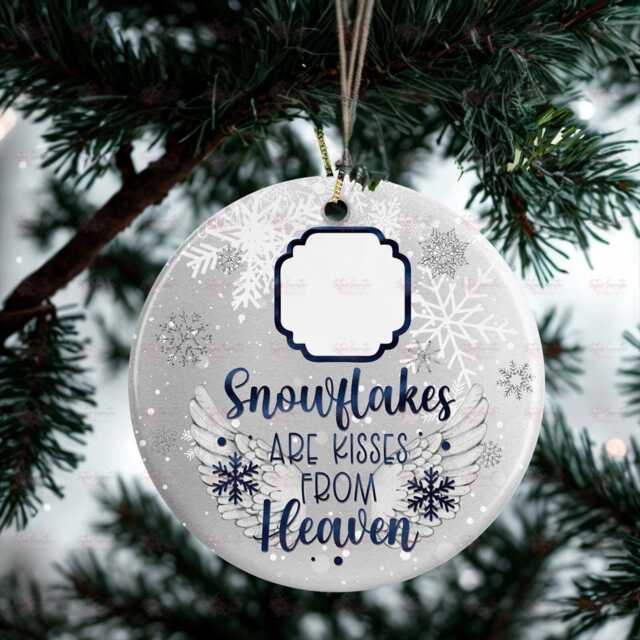 Personalised Christmas Decoration - Snowflakes Are Kisses From Heaven Memory Bauble Stocking Filler Eve Box