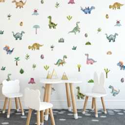 Watercolor Dinosaur Wall Decal, Jurassic Sticker, Boy's Room Decor, Nursery Dino Decal - thumbnail 3