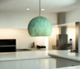 Handmade Green Patina Dome Pendant Light - Brass Hanging Lamp For Modern & Vintage Interiors Custom Lighting Fixture - thumbnail 1