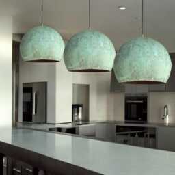 Handmade Green Patina Dome Pendant Light - Brass Hanging Lamp For Modern & Vintage Interiors Custom Lighting Fixture - thumbnail 2