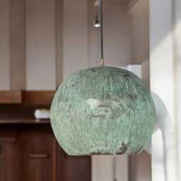 Handmade Green Patina Dome Pendant Light - Brass Hanging Lamp For Modern & Vintage Interiors Custom Lighting Fixture - thumbnail 3