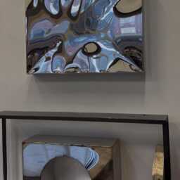 Distorted Mirror Wall Sculpture - Stainless Steel Art Contemporary Metal Artwork Statement Decor - thumbnail 4