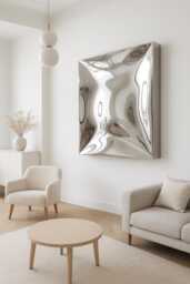 Distorted Mirror Wall Sculpture - Stainless Steel Art Contemporary Metal Artwork Statement Decor