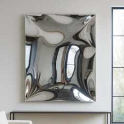 Distorted Mirror Wall Sculpture - Stainless Steel Art Contemporary Metal Artwork Statement Decor - thumbnail 2