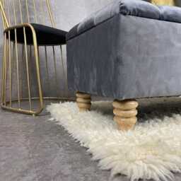 Dark Grey Ottoman Bench, Handmade Deep Buttoned Storage Box - thumbnail 4