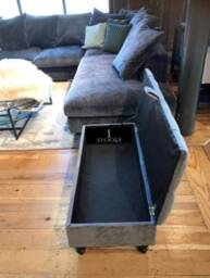 Dark Grey Ottoman Bench, Handmade Deep Buttoned Storage Box - thumbnail 2