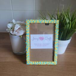 Green Cactus & Flower Shaped Clay Slices Photo Frame 4 X 6 Inches - thumbnail 2