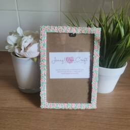 Green Cactus & Flower Shaped Clay Slices Photo Frame 4 X 6 Inches - thumbnail 3