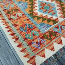 Classic Rug, Handmade Artisan Afghan Turkish Scandinavian Navajo Bohemian Wool Flatweave Multicolour Kilim Rug 160x104 cm - thumbnail 2