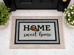 Home Sweet Pumpkin Door Mat - Washable Porch Decor