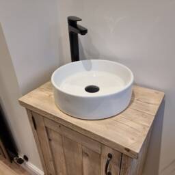 Rustic Vanity Unit, Reclaimed Wood Wash Stand, Handmade Sink Cabinet, Shaker Unit - thumbnail 2