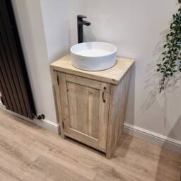 Rustic Vanity Unit, Reclaimed Wood Wash Stand, Handmade Sink Cabinet, Shaker Unit - thumbnail 3