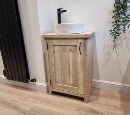 Rustic Vanity Unit, Reclaimed Wood Wash Stand, Handmade Sink Cabinet, Shaker Unit - thumbnail 1