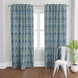 Botanical Damask Curtain Panel - William Morris Victorian Art Arts & Crafts Custom Bluebell By Chantal_Pare - thumbnail 2