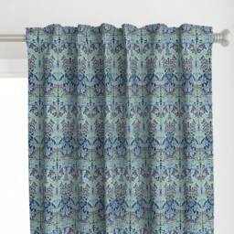 Botanical Damask Curtain Panel - William Morris Victorian Art Arts & Crafts Custom Bluebell By Chantal_Pare - thumbnail 1