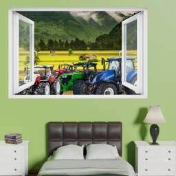 Summer Fields Powerful Modern Tractors Wall Art Sticker Decal Mural Poster Decor 1009 - thumbnail 1