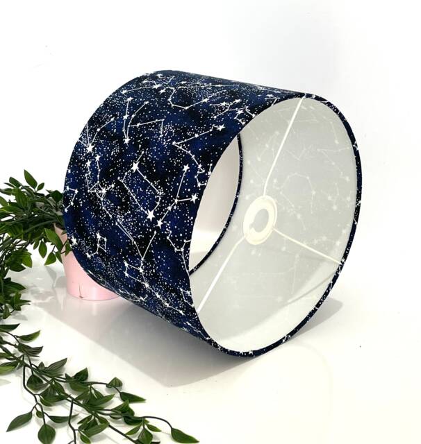 New High Quality Children's Room Glow in Dark Star Constellation Space Digital Print Lamp Shade & Pendant Light Navy Blue - image 1