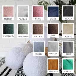 Boucle Throw Pillow, Custom Round Boho Pillows, Gift For Her, Decorative Ball Couch Sofa Kids Room - thumbnail 2