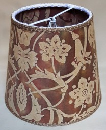 Clip On Lamp Shade Fortuny Fabric Tan, Olive & Plum Persepolis Pattern Chandelier Lampshade - Made in Italy