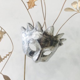 Aluminum Mask Sculpture With Bronze Leaves, Greek Art - thumbnail 3