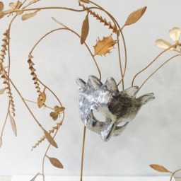 Aluminum Mask Sculpture With Bronze Leaves, Greek Art - thumbnail 2