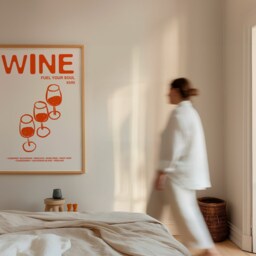 Retro Wine Print, Poster, Kitchen Wall Art, Decor, Aesthetic Apartment Trendy Bar Unframed - thumbnail 2