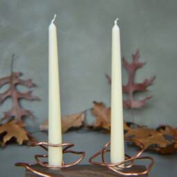 Handmade Copper & Walnut Candle Holder, Modern Shelf Decor - thumbnail 4